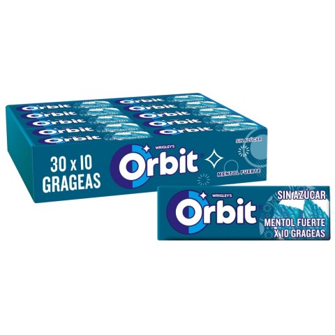 
Chicles Orbit Menta fuerte formato gragea 30u.
